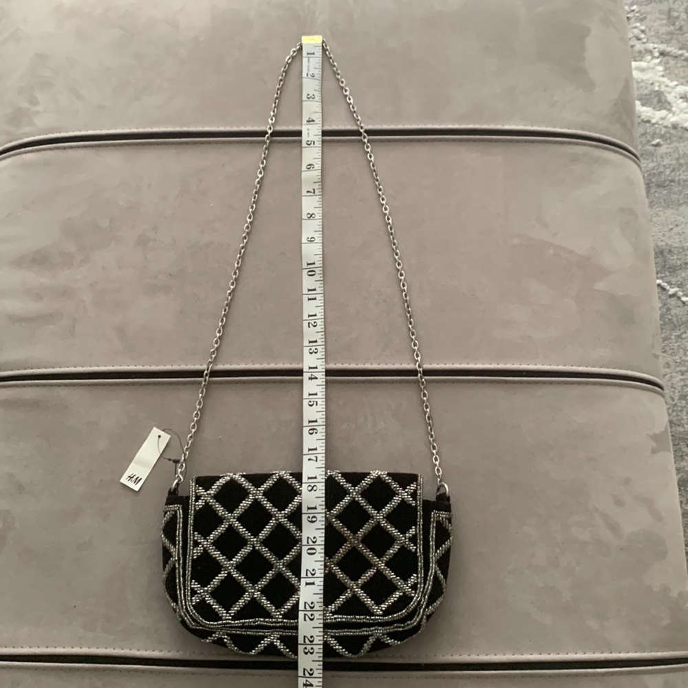 NWT H & M Black Beaded Shoulder Bag - Picture 16 of 17